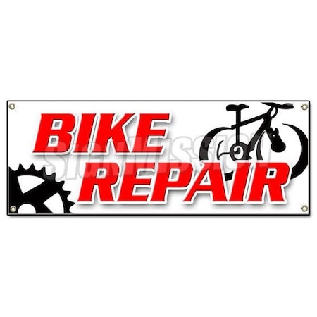BIKE REPAIR BANNER SIGN Bicycle Shop Repair Rental Scooter Cycle Helmet Shoes